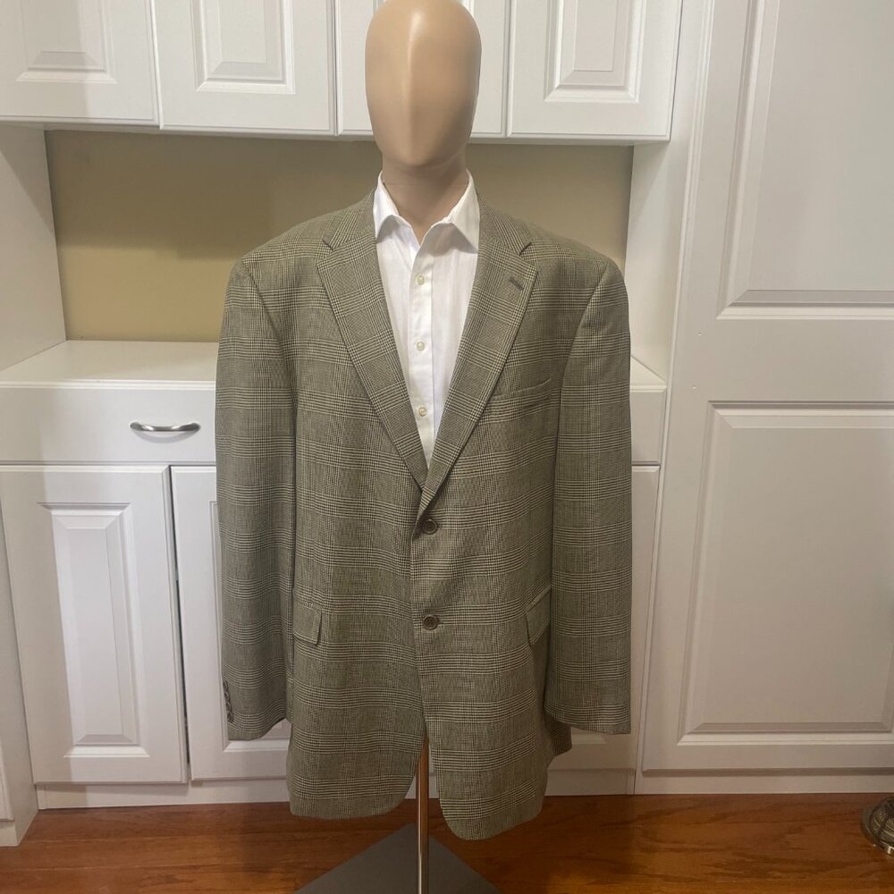 TOMMY HILFIGER WOOL WINDOW PANE SPORT COAT BLAZER JACKET BROWN /TAN/BLUE…